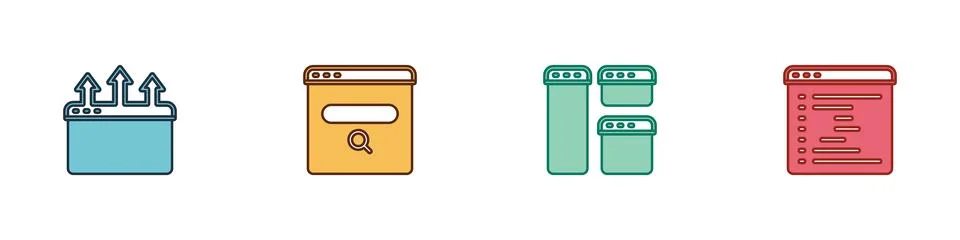 Set Browser window, Search engine, and icon. Vector Stock Illustration