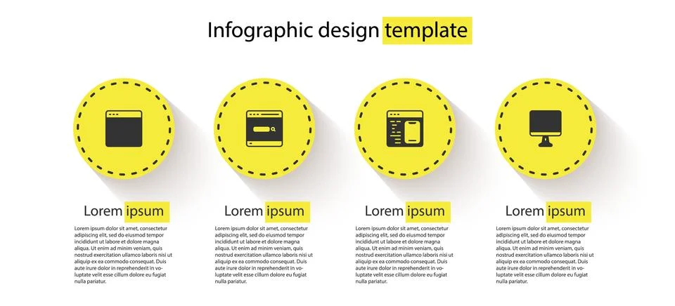 Set Browser window, Search engine, Software and Computer monitor screen Stock Illustration