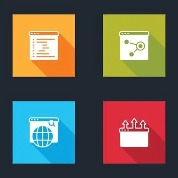 Set Browser window, Search engine and icon. Vector Stockillustratie