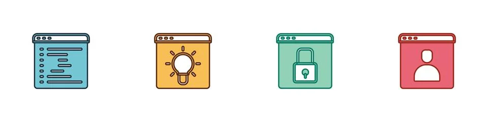 Set Browser window, Secure your site with HTTPS, SSL and Create account screen Ilustração Stock