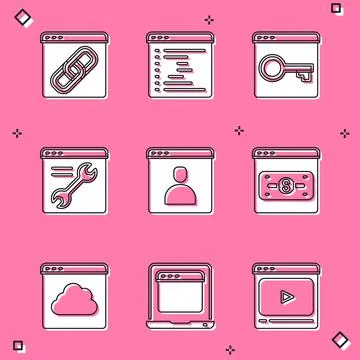 Set Browser window, Secure your site with HTTPS, SSL, setting, Create account Ilustração Stock