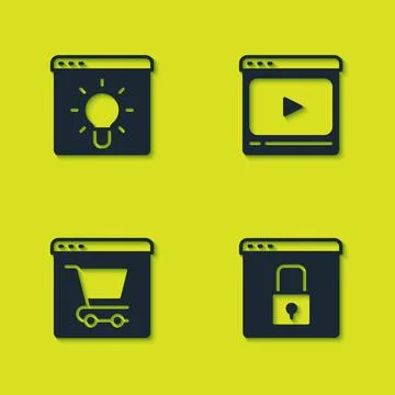 Set Browser window, Secure your site with HTTPS, SSL, Online shopping on screen Ilustração Stock