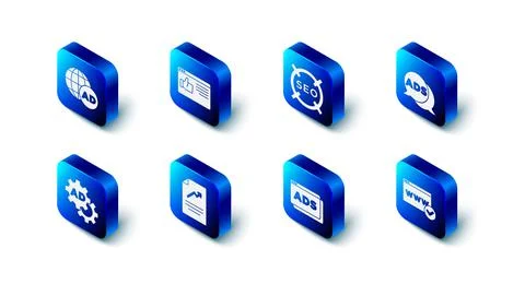 Set Browser window, SEO optimization, Advertising, Website template, Document Stock Illustration