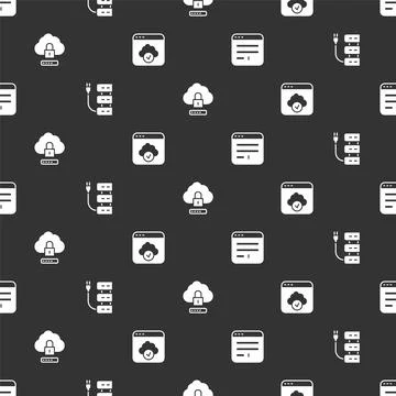 Set Browser window, Server, Cloud computing lock and technology data transfer on Stock Illustration