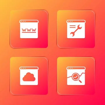 Set Browser window, setting, Cloud technology data transfer and Website with Illustrazione stock