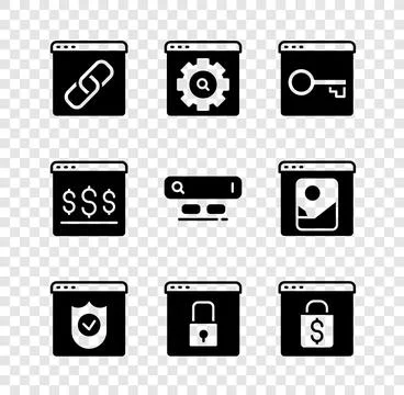 Set Browser window, setting, Secure your site with HTTPS, SSL, shield, Online 库存插图