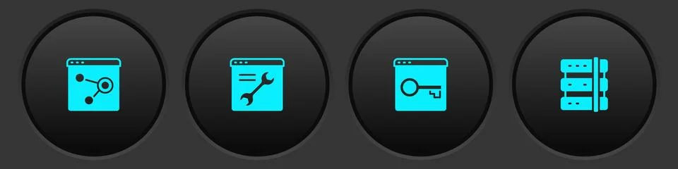 Set Browser window, setting, Secure your site with HTTPS, SSL and Server icon Ilustración de archivo