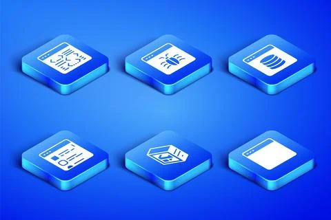 Set Browser window, Software, Computer, files, System bug and Server, Data, Web Stock Illustration