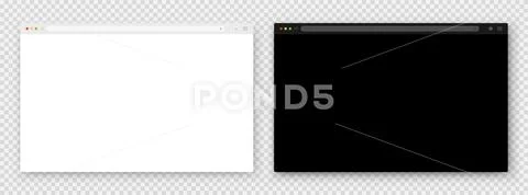 A set of browser window in white and black on a transparent background ...
