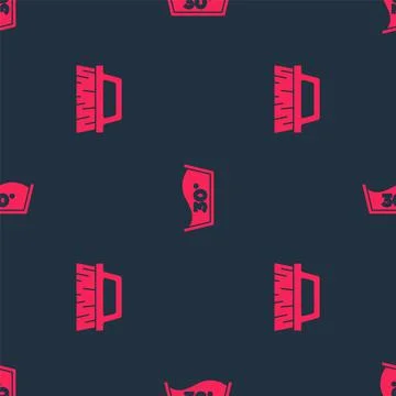 Set Brush for cleaning and Temperature wash on seamless pattern. Vector Illustrazione stock