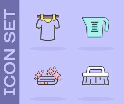 Set Brush for cleaning, Drying clothes, Towel stack and Measuring cup icon... 스톡 일러스트