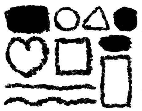 Set of brush drawn geometric shapes and lines vector, doodle illustration, .. 스톡 일러스트