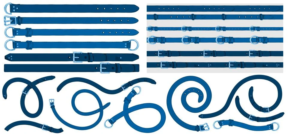 Set of brush patterns with retro hand-drawn sketch belt on Stock Illustration