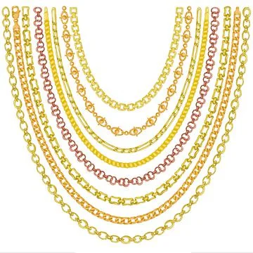 Set of brush patterns with retro hand-drawn sketch golden Stock Illustration