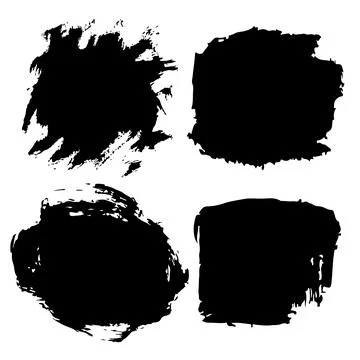 Set Brush Shape Vector Strokes in Black color on white background. Hand painted Stock Illustration