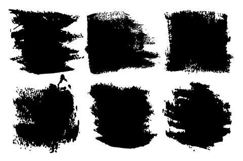 Set Brush Shape Vector Strokes in Black color on white background. Hand painted Stock Illustration