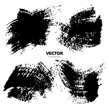 Set Brush Shape Vector Strokes in Black color on white background. Hand painted Illustrazione stock