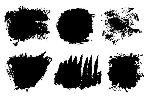 Set Brush Shape Vector Strokes in Black color on white background. Hand painted Illustrazione stock