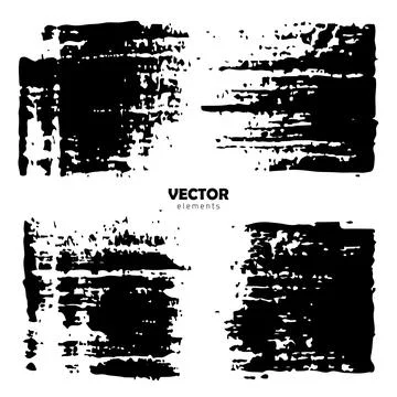 Set Brush Shape Vector Strokes in Black color on white background. Hand painted Stock Illustration