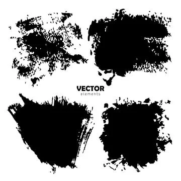 Set Brush Shape Vector Strokes in Black color on white background. Hand painted Illustrazione stock