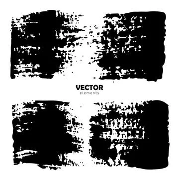 Set Brush Shape Vector Strokes in Black color on white background. Hand painted Stock Illustration