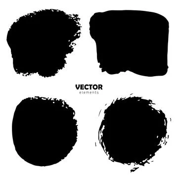 Set Brush Shape Vector Strokes in Black color on white background. Hand painted Stock Illustration