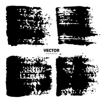 Set Brush Shape Vector Strokes in Black color on white background. Hand painted Stock Illustration