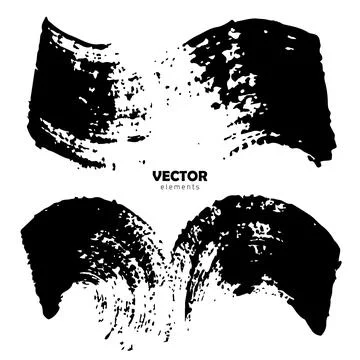 Set Brush Shape Vector Strokes in Black color on white background. Hand painted Stock Illustration