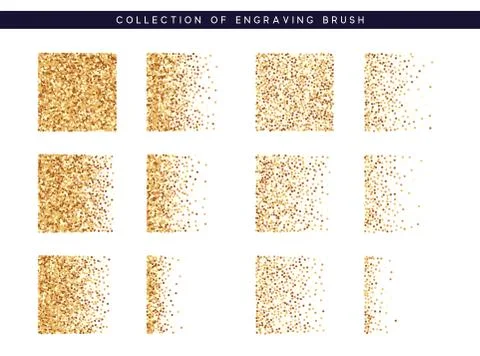 Set of brush stipple gold pattern for design. Dot texture. 스톡 일러스트