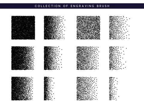 Set Brush stipple pattern for design. Dots black texture Stock Illustration