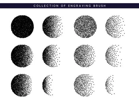 Set Brush stipple pattern for design. Dots black texture Ilustración de archivo