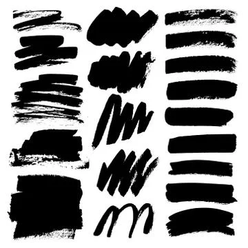 Set of brush stroke, Black ink grunge brush strokes. Vector illustration. Stock Illustration