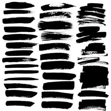 Set of brush stroke, Black ink grunge brush strokes. Vector illustration. Stock Illustration