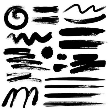 Set of brush stroke, Black ink grunge brush strokes. Vector illustration. Stock Illustration