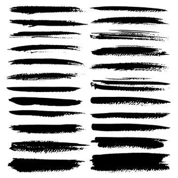 Set of brush stroke, Black ink grunge brush strokes. Vector illustration.. Stock Illustration