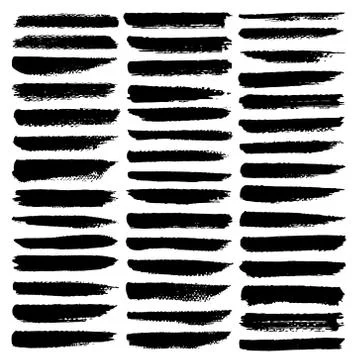 Set of brush stroke, Black ink grunge brush strokes. Vector illustration.. Stock Illustration