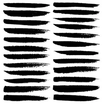 Set of brush stroke, Black ink grunge brush strokes. Vector illustration.. Stock Illustration