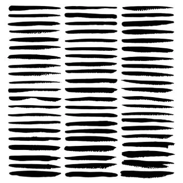 Set of brush stroke, Black ink grunge brush strokes. Vector illustration.. Stock Illustration