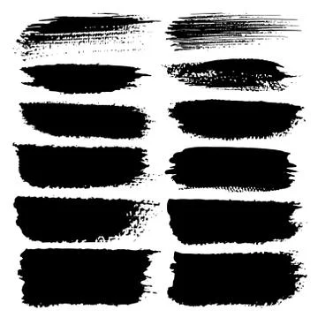Set of brush stroke, Black ink grunge brush strokes. Vector illustration.. Stock Illustration