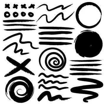 Set of brush stroke, Black ink grunge brush strokes. Vector illustration.. Stock Illustration