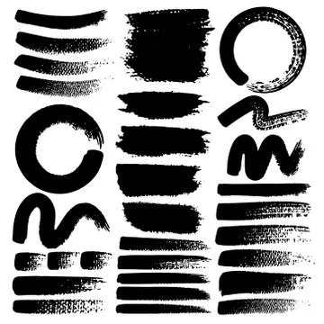 Set of brush stroke, Black ink grunge brush strokes. Vector illustration.. Stock Illustration