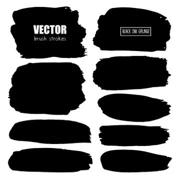 Set of brush stroke, Black ink grunge brush strokes. Vector illustration.. Stock Illustration