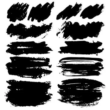 Set of brush stroke,  Black ink grunge brush strokes. Vector illustration. Stock Illustration
