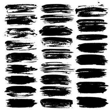 Set of brush stroke,  Black ink grunge brush strokes. Vector illustration. Stock Illustration