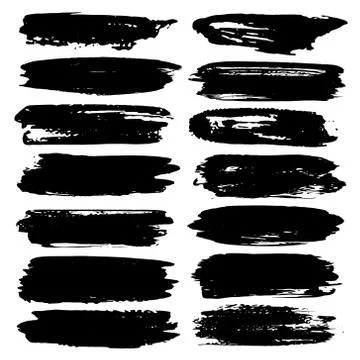 Set of brush stroke,  Black ink grunge brush strokes. Vector illustration. Stock Illustration