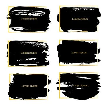 Set of brush stroke frame, Black ink grunge brush strokes. Vector illustratio Stock Illustration