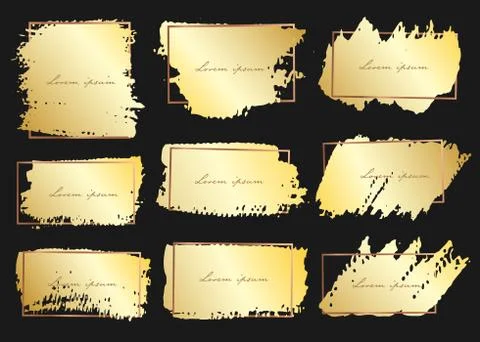 Set of brush stroke frame, Gold grunge brush strokes. Vector illustration. Stock-Illustration