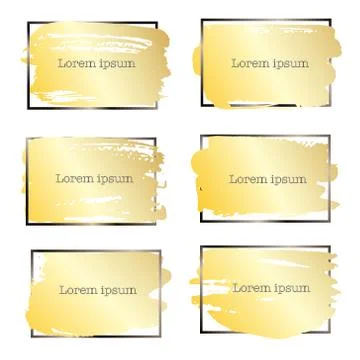 Set of brush stroke frame, Gold grunge brush strokes. Vector illustration... Stock Illustration