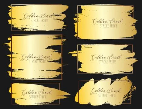 Set of brush stroke frame, Gold grunge brush strokes. Vector illustration.. Stock Illustration
