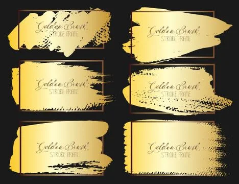 Set of brush stroke frame, Gold grunge brush strokes. Vector illustration.. Stock Illustration